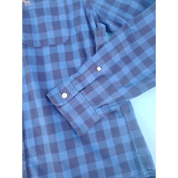 Abercrombie & Fitch Xxl Button Down Blue Plaid Chest Pocket Logo Long Sleeve - Picture 10 of 14